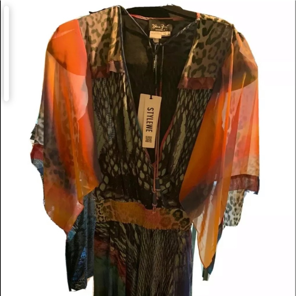 New Diane Freis Original Animal Chiffon Print S M